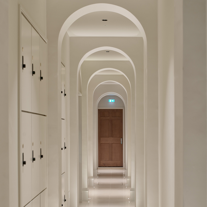 Lower ground floor locker corridor